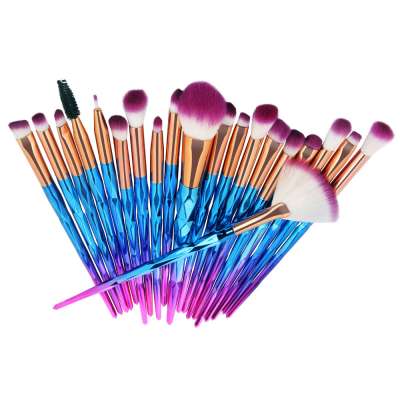 Muting Professional Rainbow Eye Cosmetic Makeup Brush Set Diamond Handle 20PCS Blending Eyeshadow Make Up Brushes